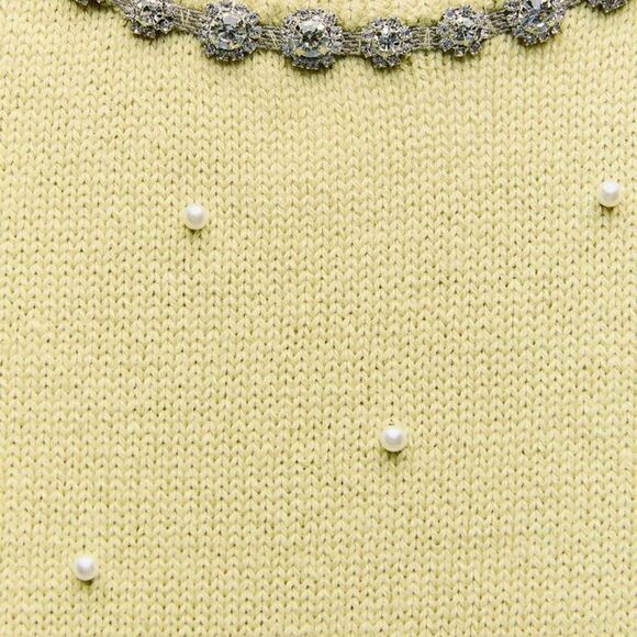 ZARA JEWEL AND PEARL KNIT TOP - Picture 5 of 7